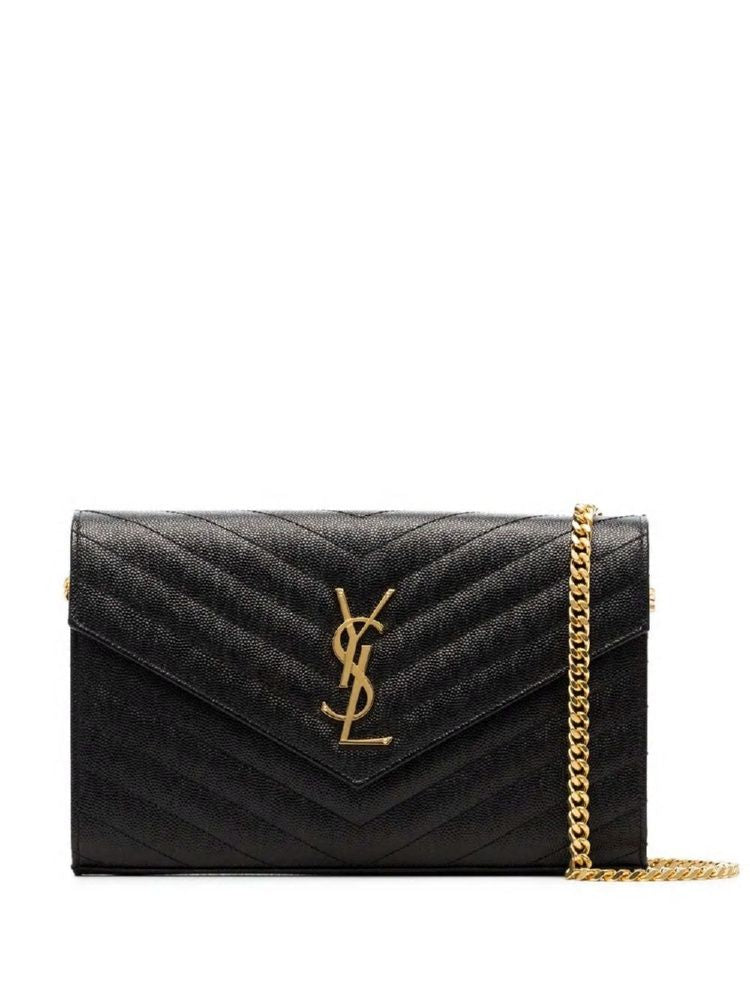 Saint Laurent Women's Cassandre Chain Wallet in Black | Size UNICA | 377828BOW01