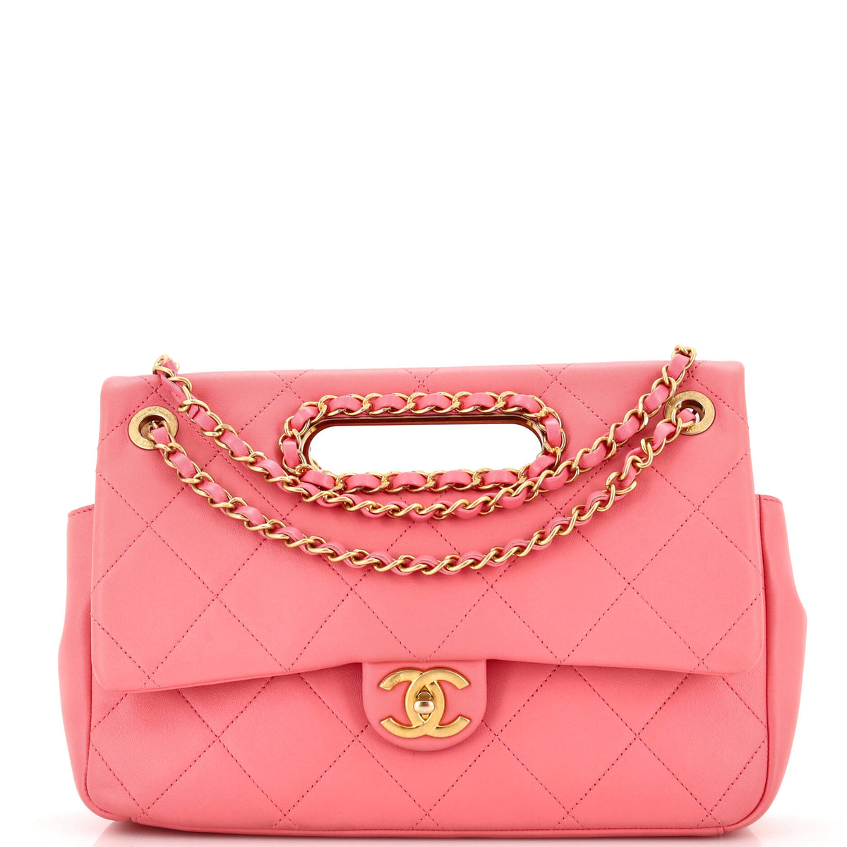 Chanel CHANEL A Real Catch Flap Bag Quilted Lambskin Large