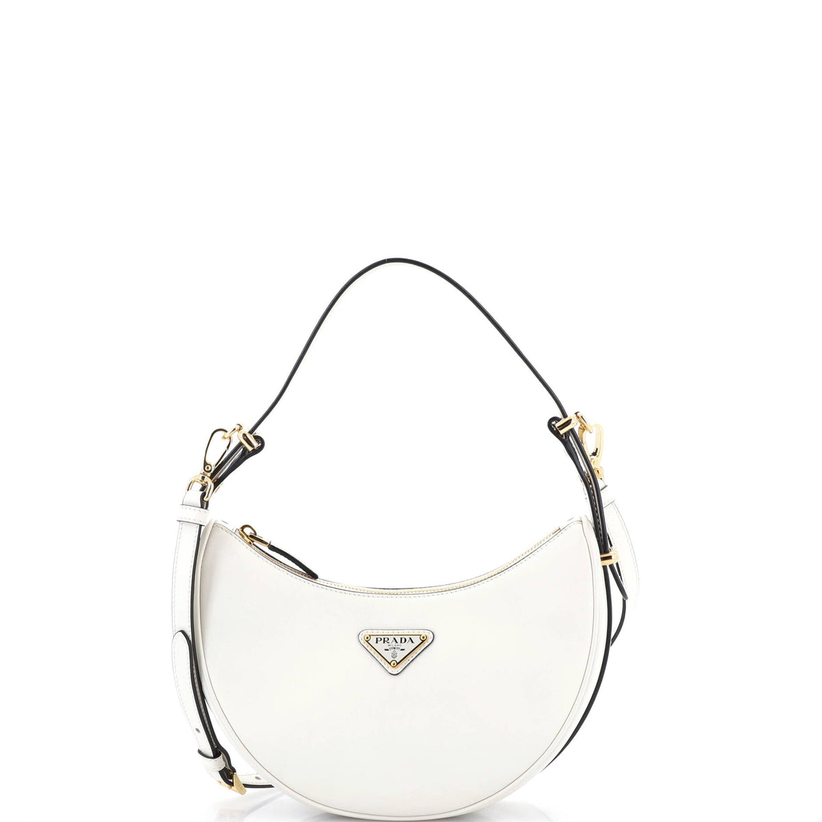 Prada PRADA Arque Half Moon Hobo Leather Small