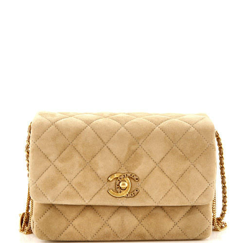 CHANEL Precious Buttons Chain Flap Bag Quilted Velvet Mini