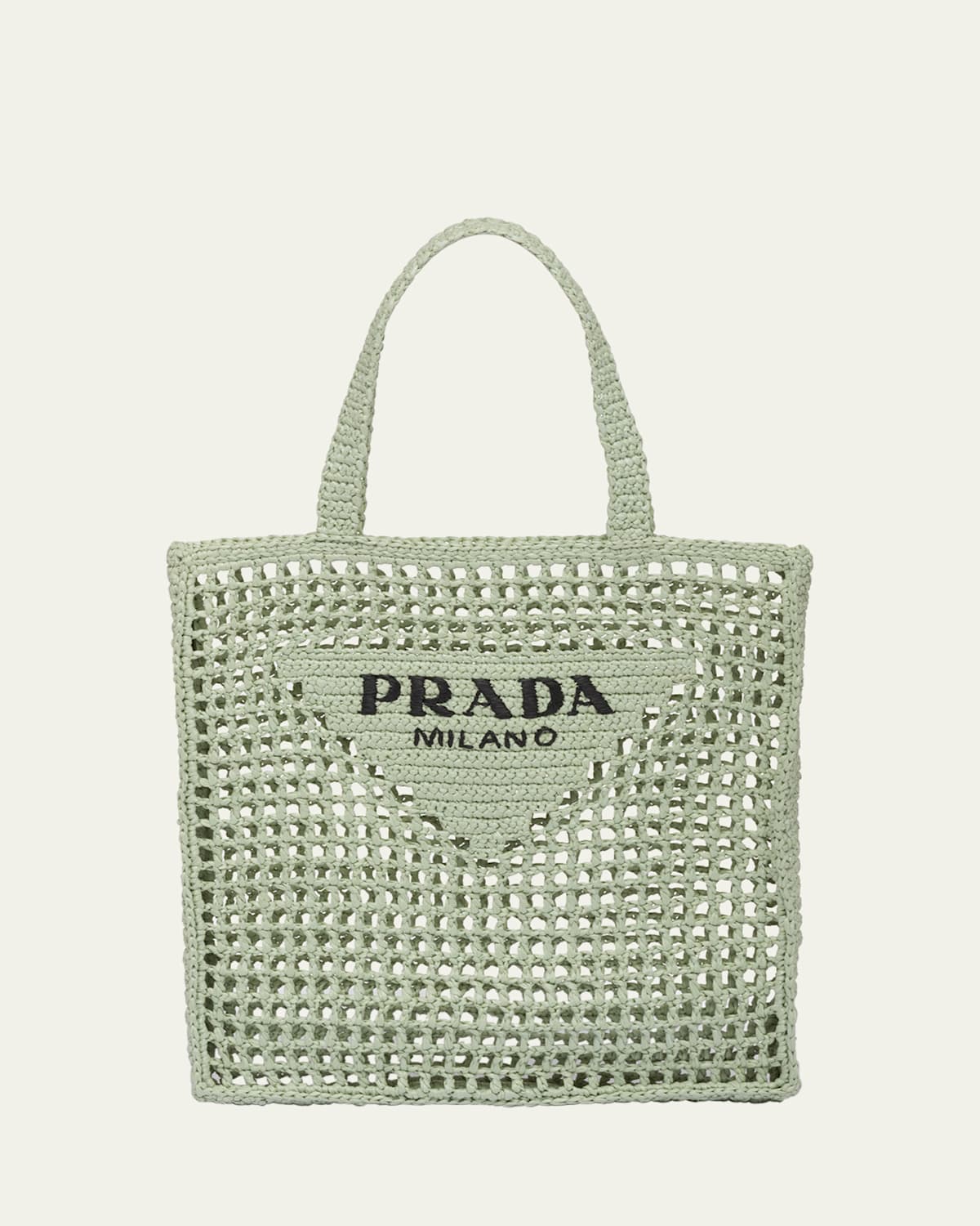 Prada Bicolor Woven Logo Shopper Tote Bag
