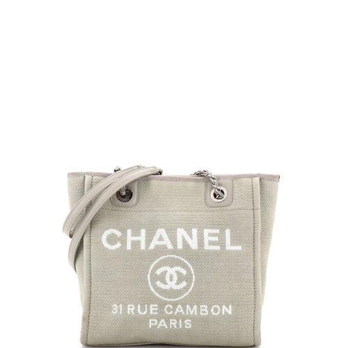 CHANEL North South Deauville Tote Canvas Small