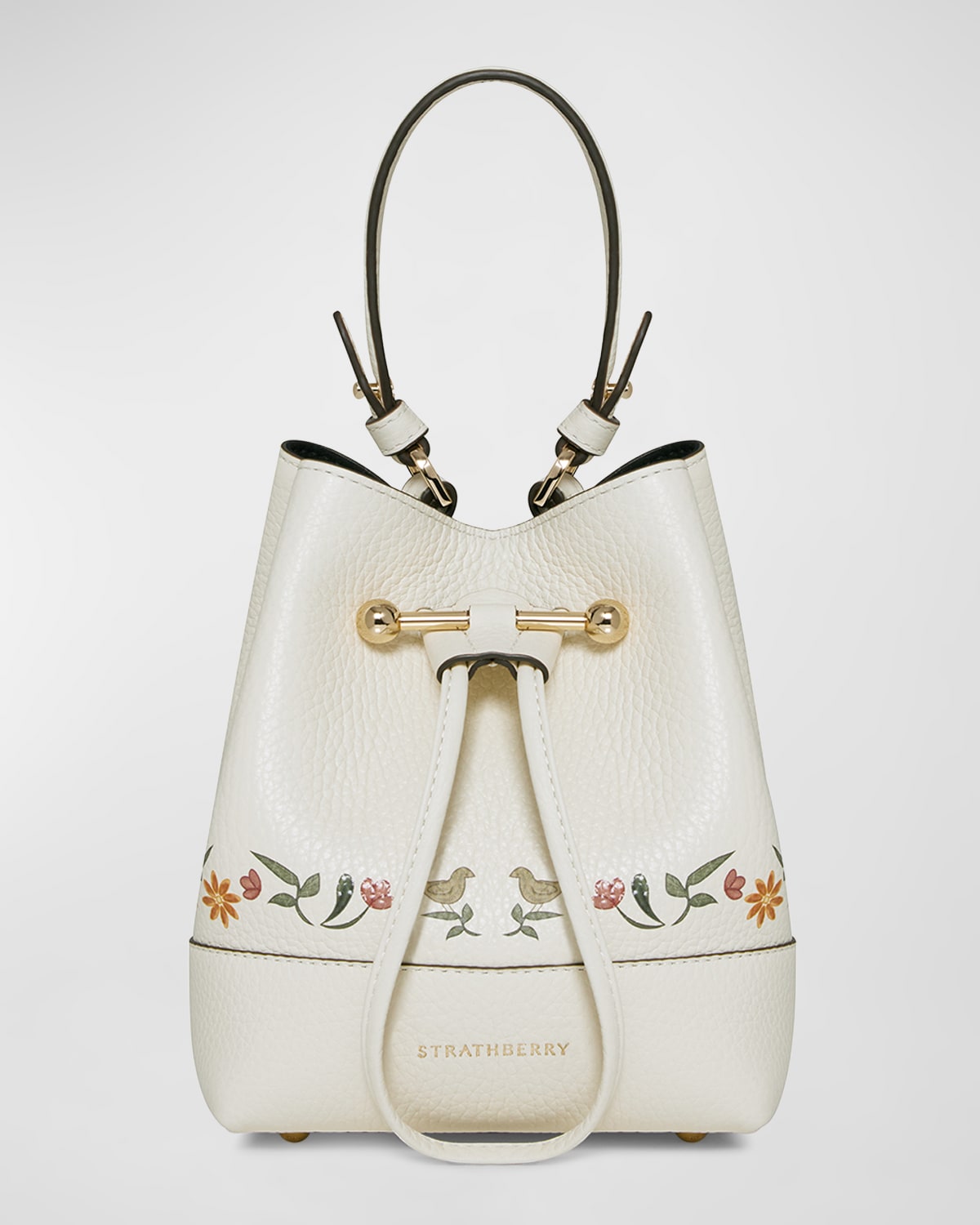 Strathberry Lana Osette Floral Leather Bucket Bag