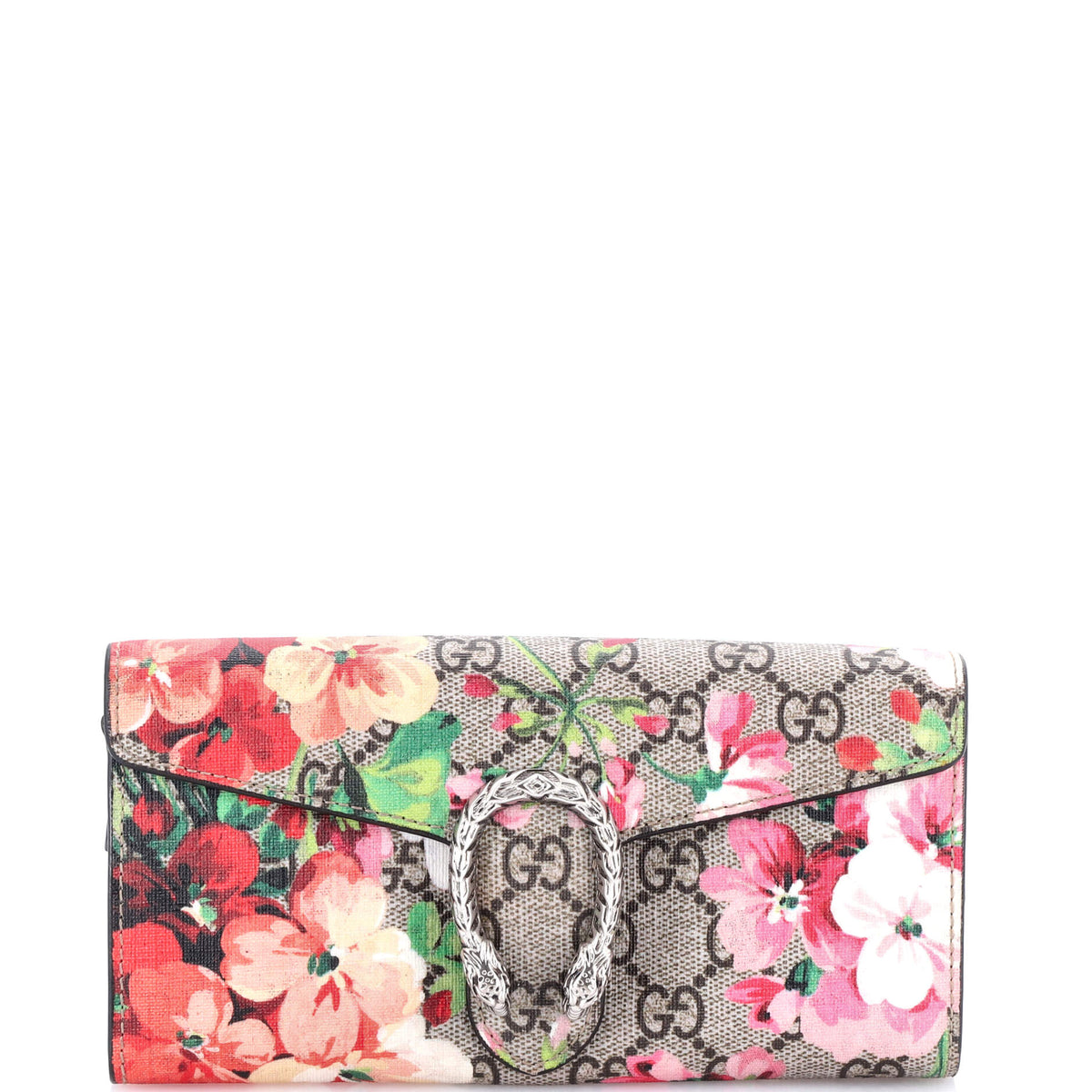 Gucci GUCCI Dionysus Chain Wallet Blooms Print GG Coated Canvas Long