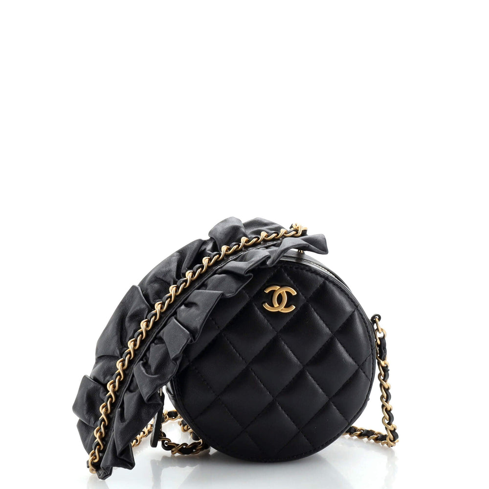 CHANEL Romance Round Clutch with Chain Quilted Lambskin