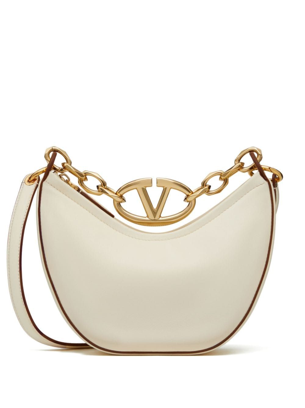 Valentino Garavani Women's Vlogo Moon Bag Mini Hobo in Ivory | 5W2B0Q43PHV