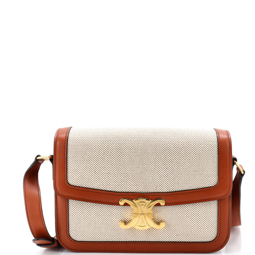 CELINE Triomphe Shoulder Bag Canvas with Leather Medium