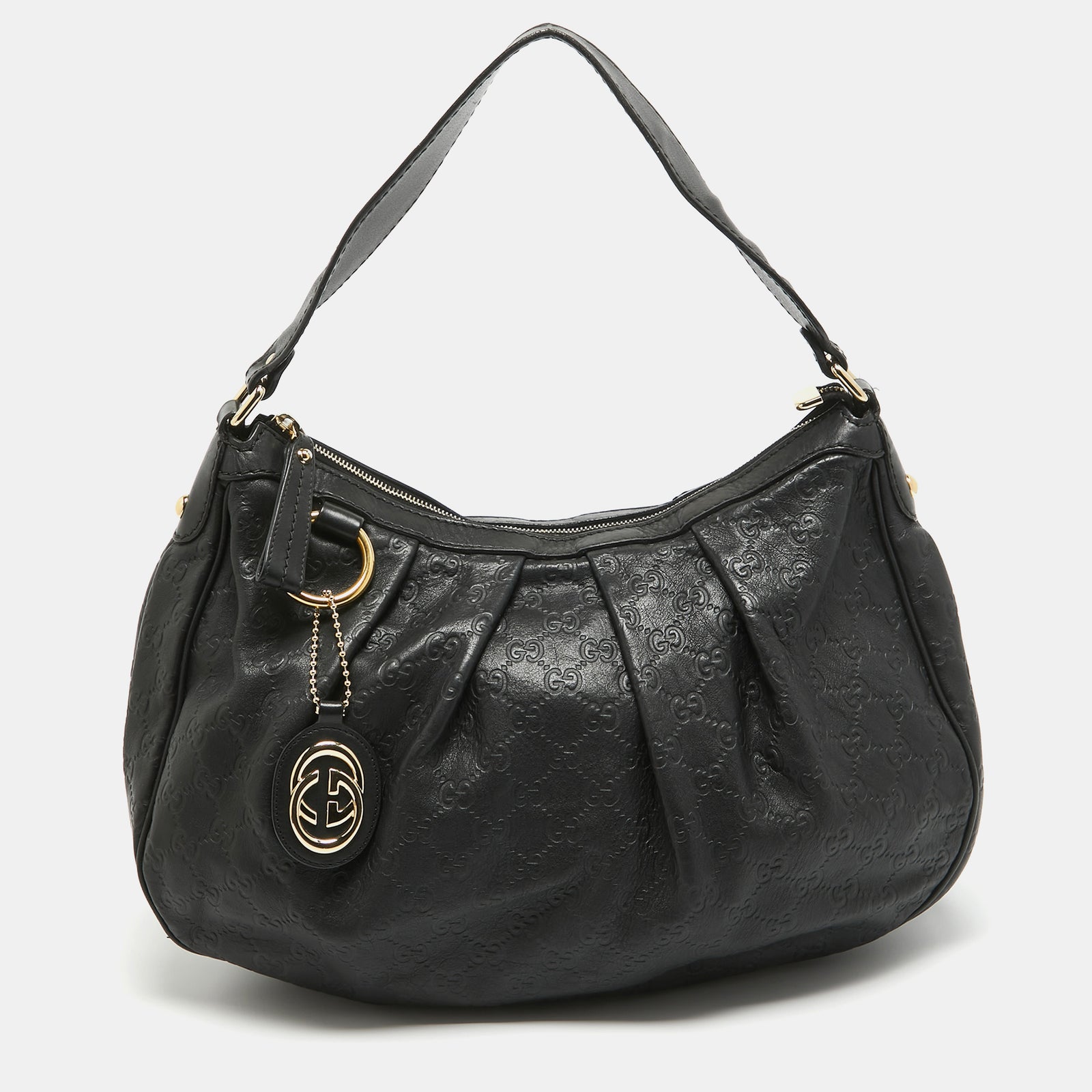 Gucci Black Guccissima Leather Medium Sukey Tote