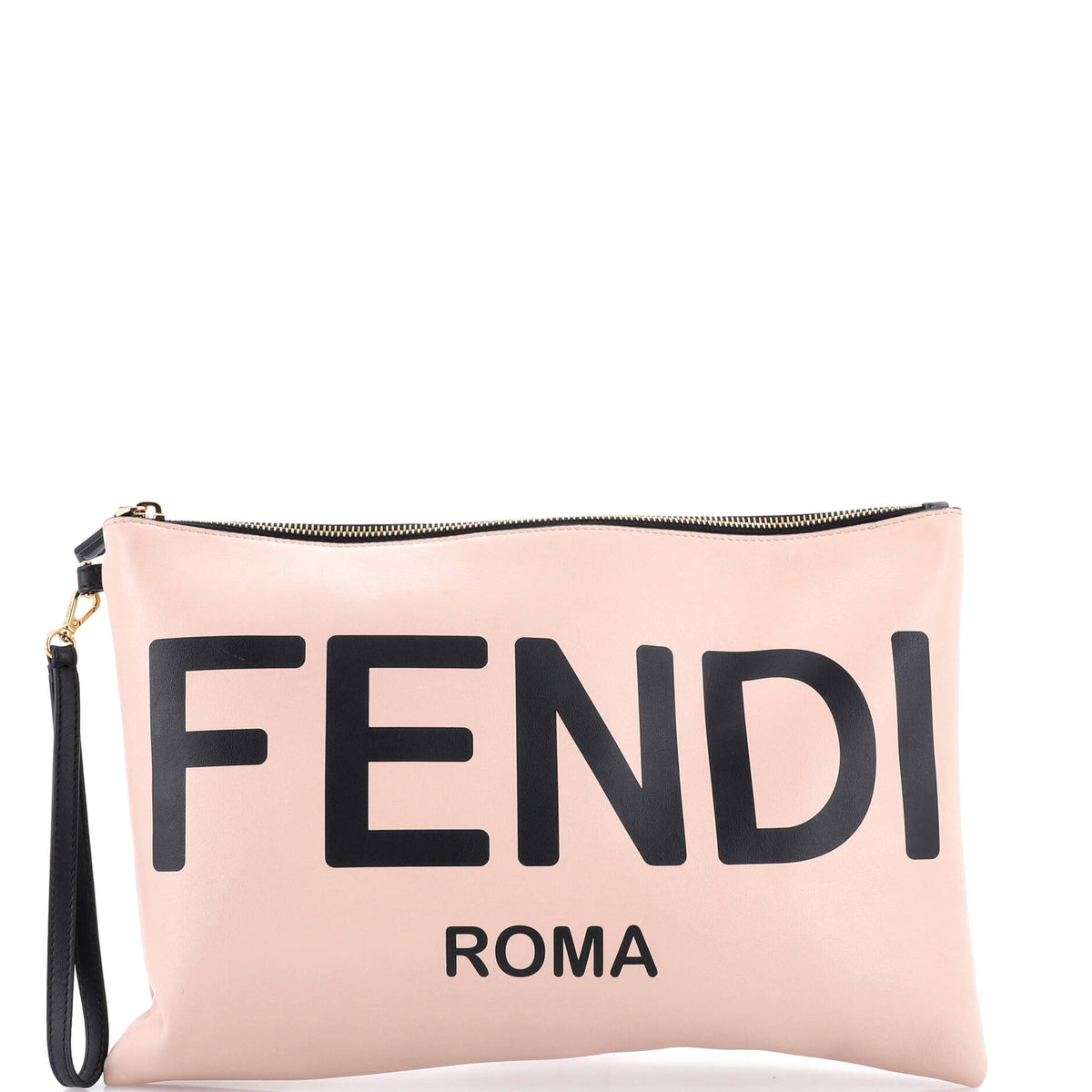 Fendi FENDI Logo Wristlet Clutch Printed Leather Large