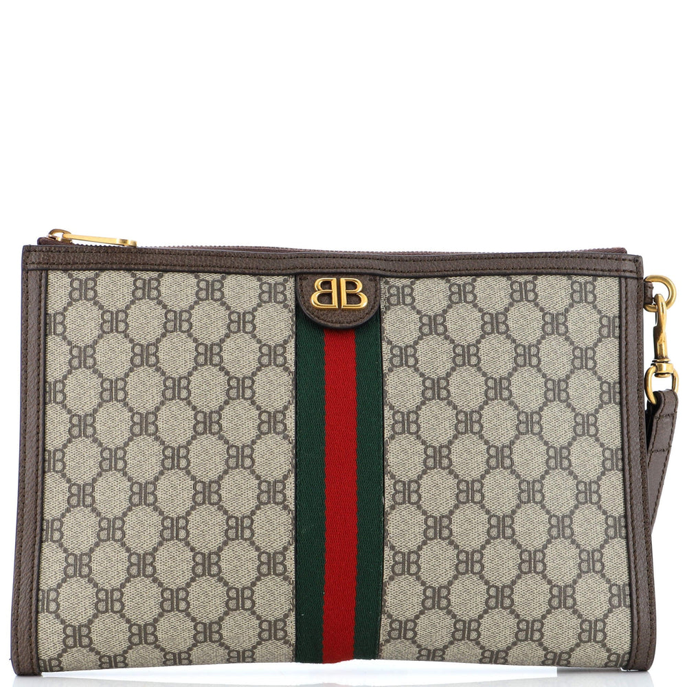 x Gucci The Hacker Project Web Wristlet Clutch BB Coated Canvas