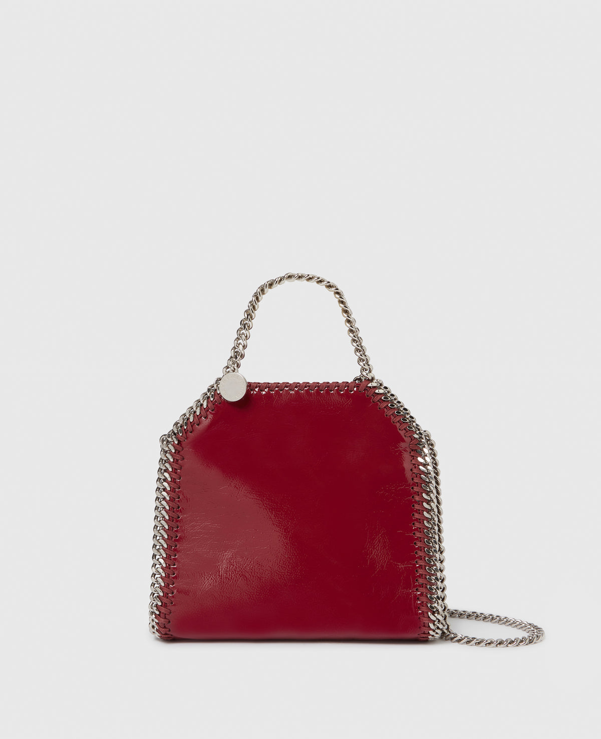 Stella McCartney Falabella Tiny Tote Crinkled Patent Bag, Woman, Burgundy