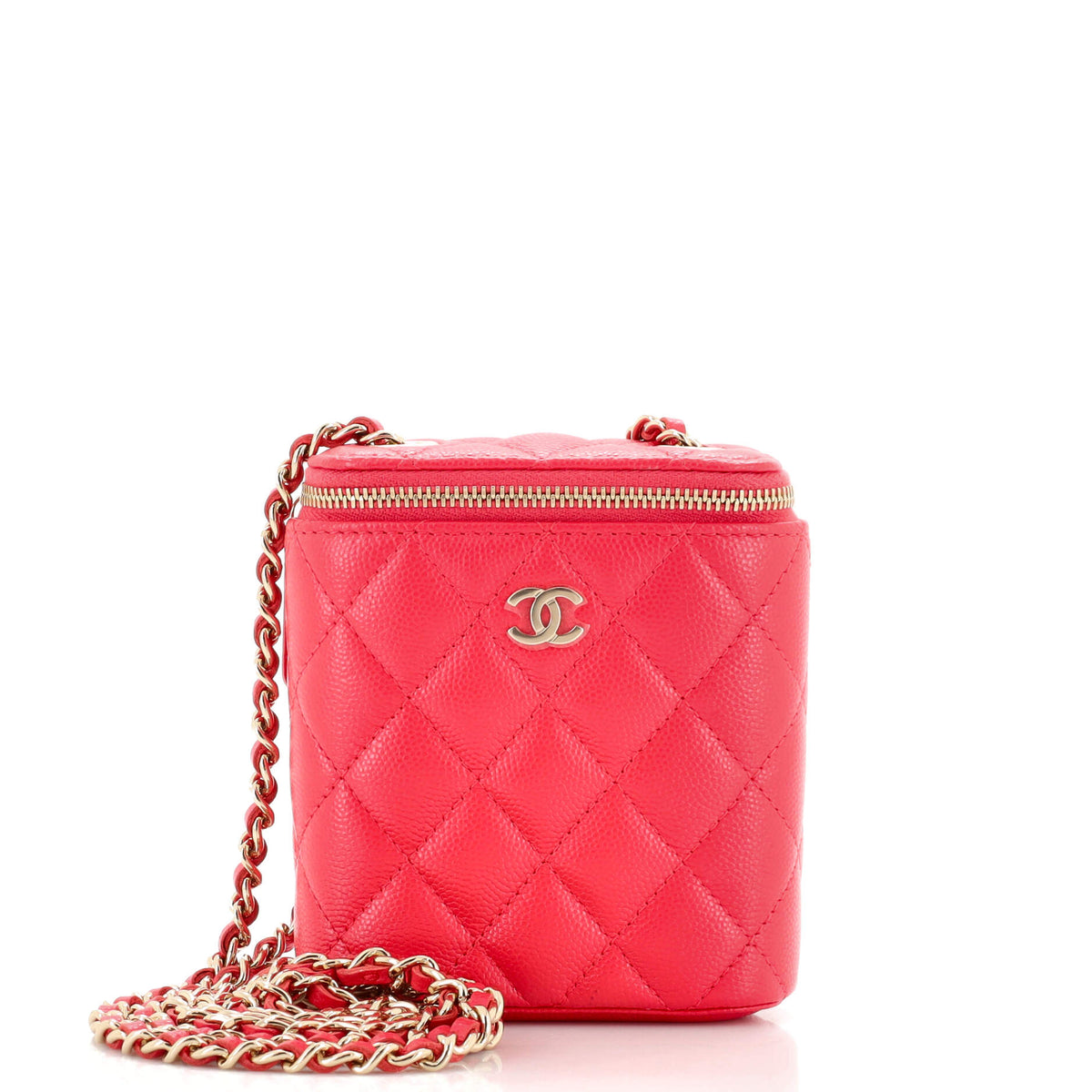 Chanel CHANEL Vertical Classic Vanity Case with Chain Quilted Caviar Mini