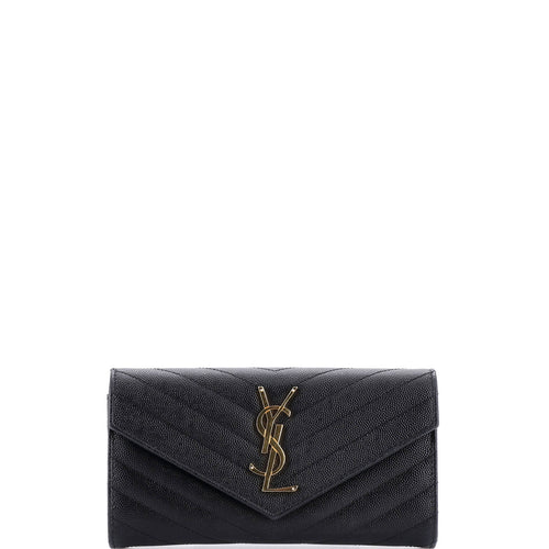Classic Monogram Flap Wallet Matelasse Chevron Leather Large