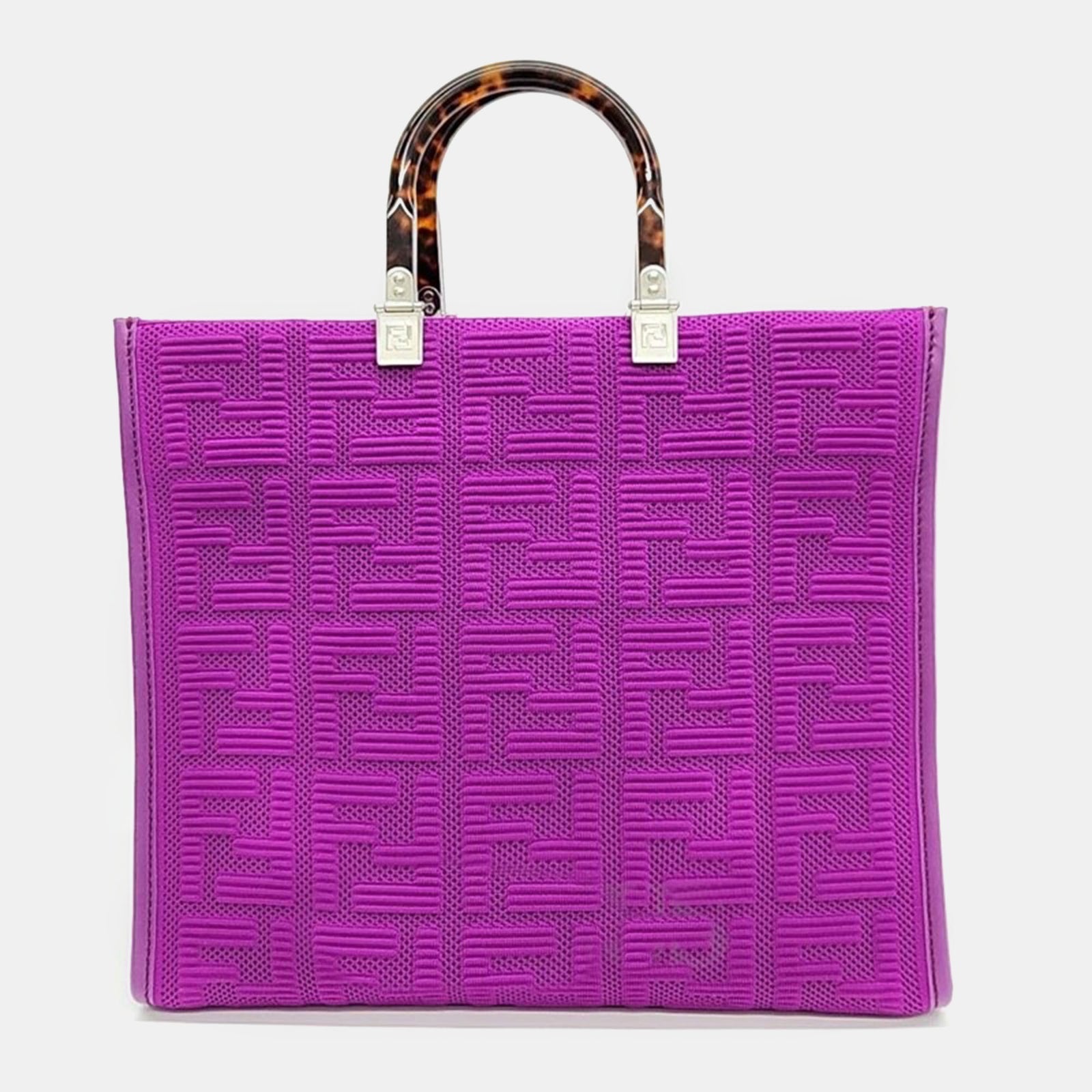 Fendi Purple  FF Fabric Medium Sunshine Shopper Tote Bag