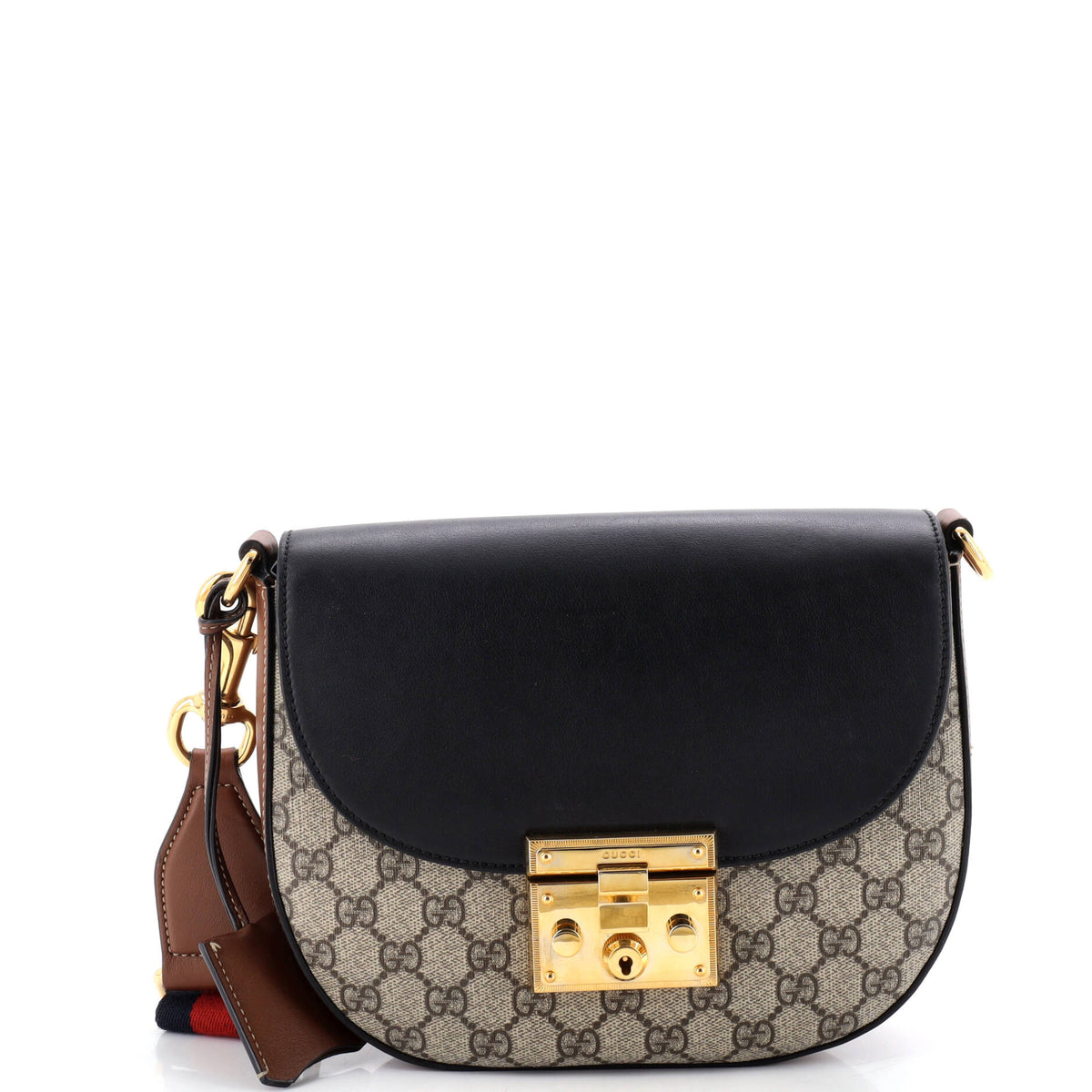 Gucci GUCCI Padlock Saddle Shoulder Bag GG Coated Canvas and Leather Medium