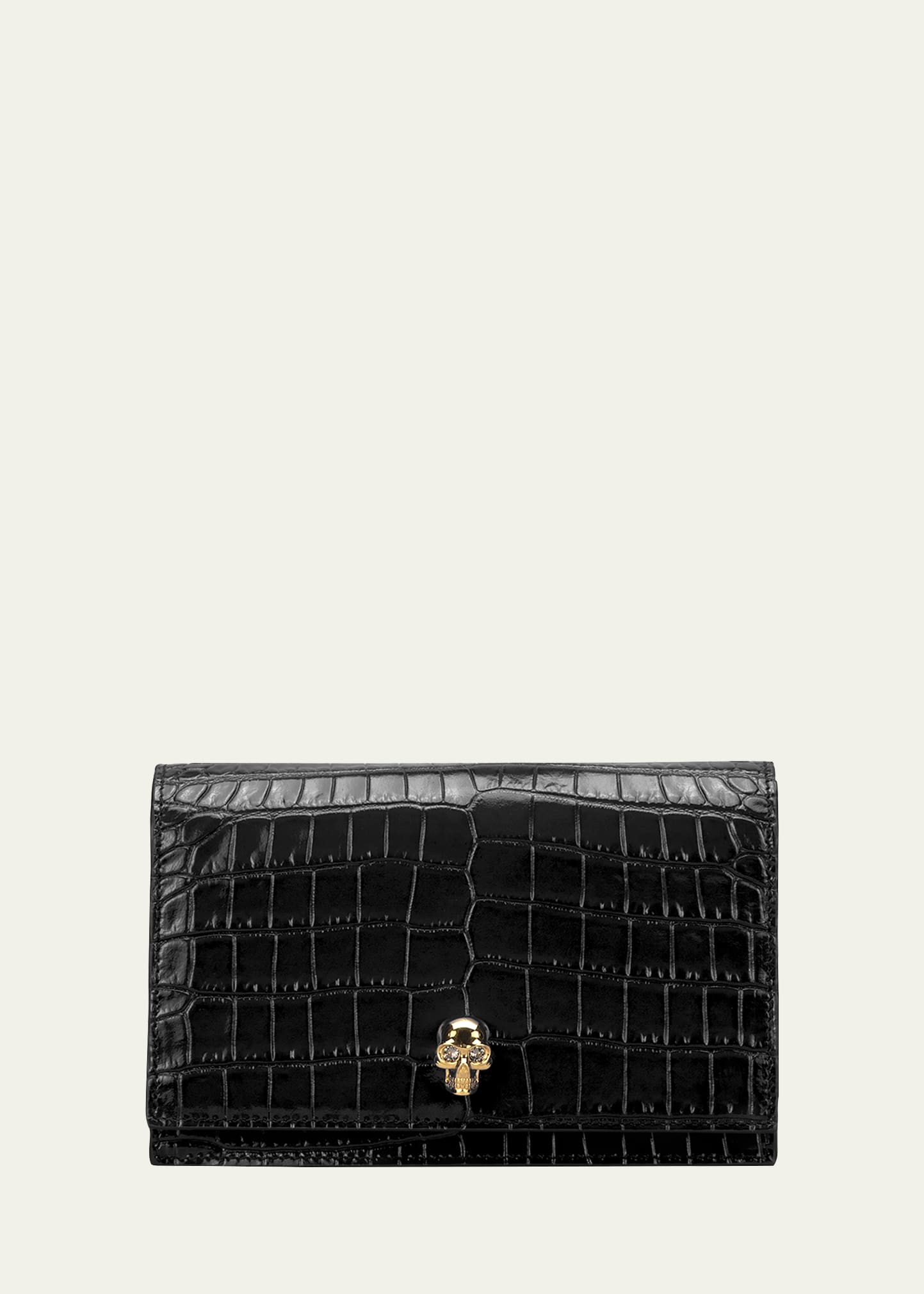 Alexander Mcqueen Mini Mock-Croc Crossbody Bag with Small Skull