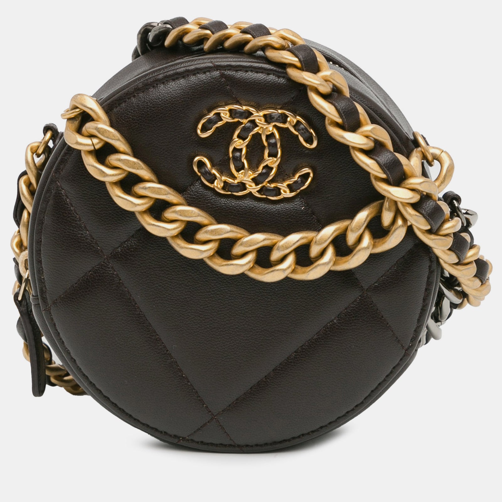 Chanel Lambskin 19 Round Clutch with Chain