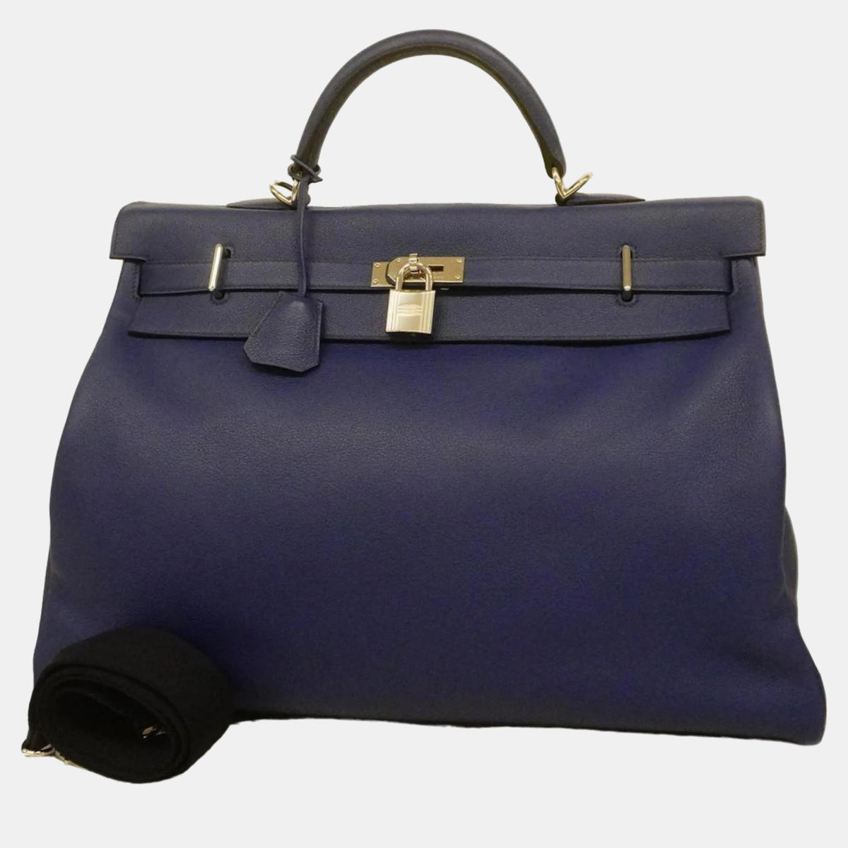 Hermès Biyo Blue Electric Taurillon Kelly 50 D Engraved Ladies Handbag