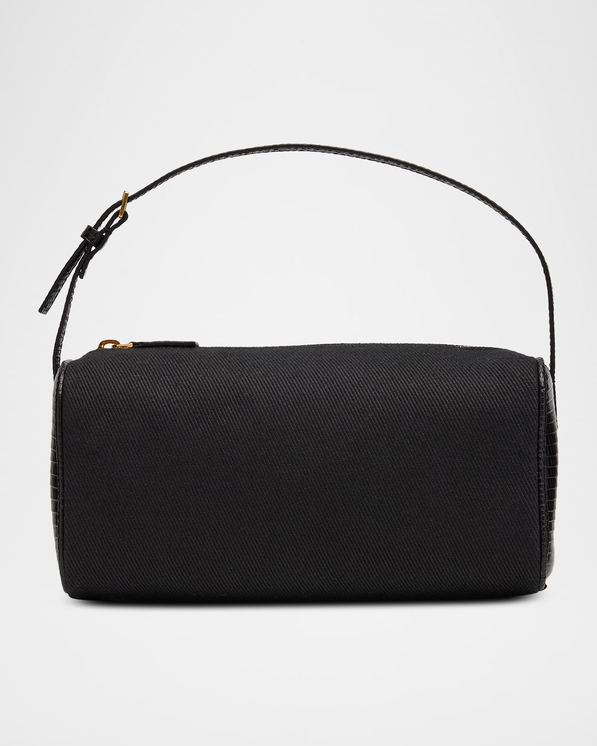 The Row Round 90 & apos;s Lizard-Trim Twill Top-Handle Bag
