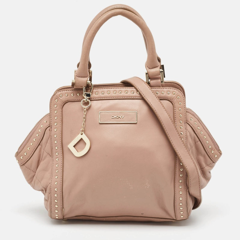 DKNY Old Rose Leather Studded Satchel