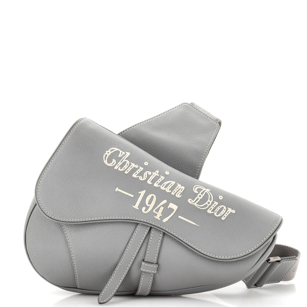 Christian Dior Saddle Crossbody Bag Leather with Logo Applique