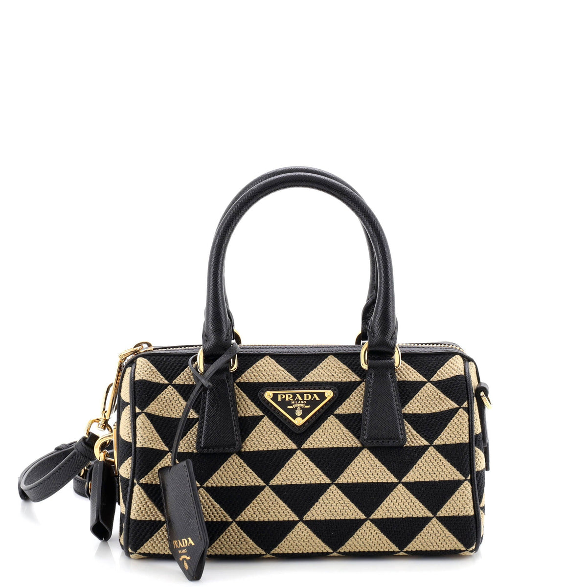 Prada PRADA Symbole Lux Convertible Boston Bag Jacquard Small
