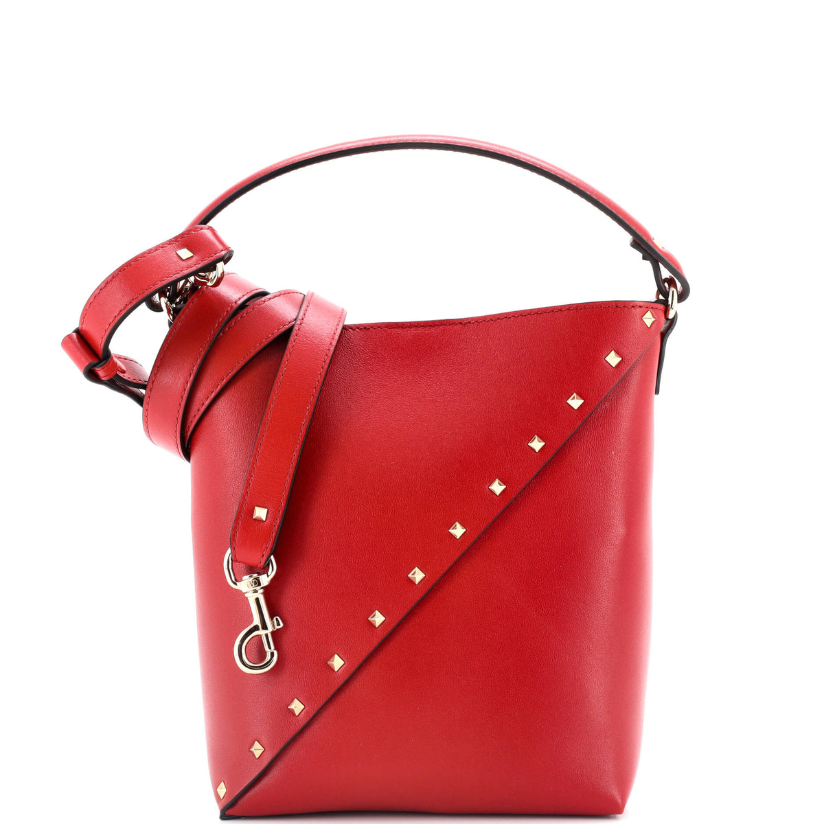 Valentino VALENTINO GARAVANI Rockstud Wispy Bucket Bag Leather Small