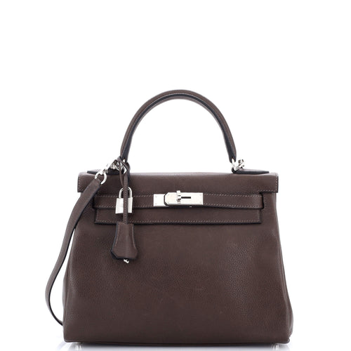 Kelly Handbag Ebene Barenia Faubourg with Palladium Hardware 28
