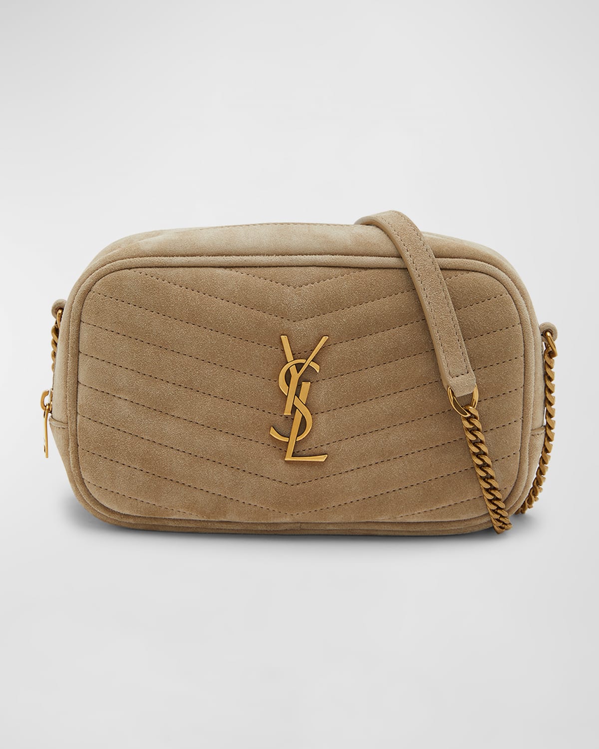 Saint Laurent Lou Mini YSL Kameratasche aus gestepptem Wildleder