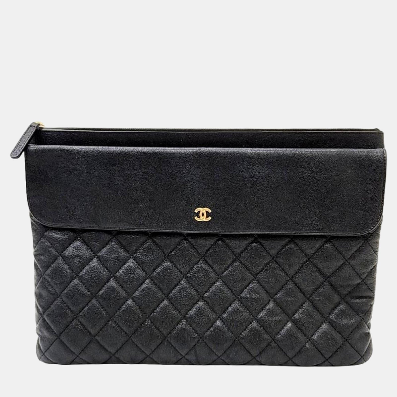 Chanel Black Caviar Pocket Large Clutch