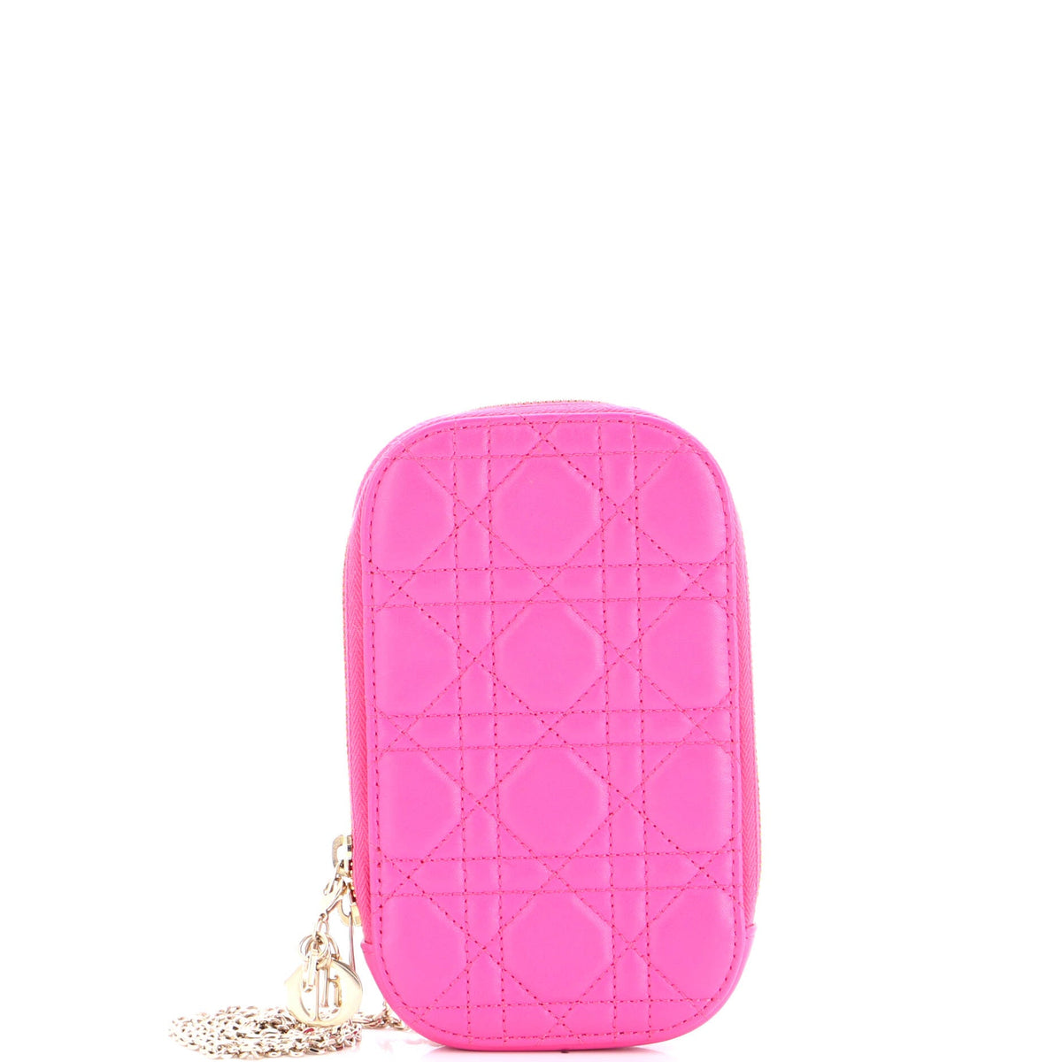 Christian Dior Lady Dior Phone Holder on Chain Cannage Quilt Lambskin