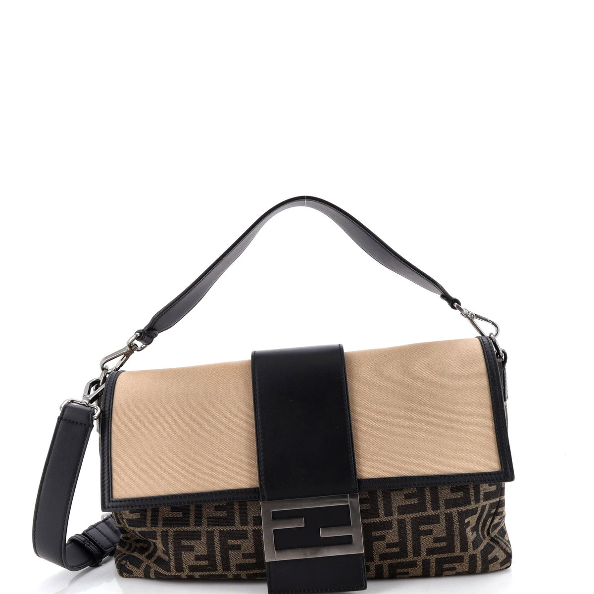 Fendi FENDI Baguette NM Bag Zucca Canvas with Leather Large