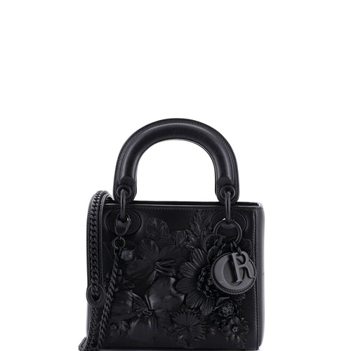Ultra Matte Lady Dior Bag Flower Embroidered Lambskin Mini