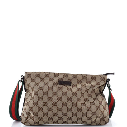 GUCCI Web Strap Messenger Bag GG Canvas Small
