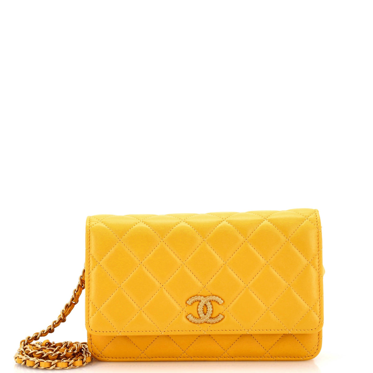 Chanel CHANEL Textured CC Wallet on Chain Quilted Lambskin
