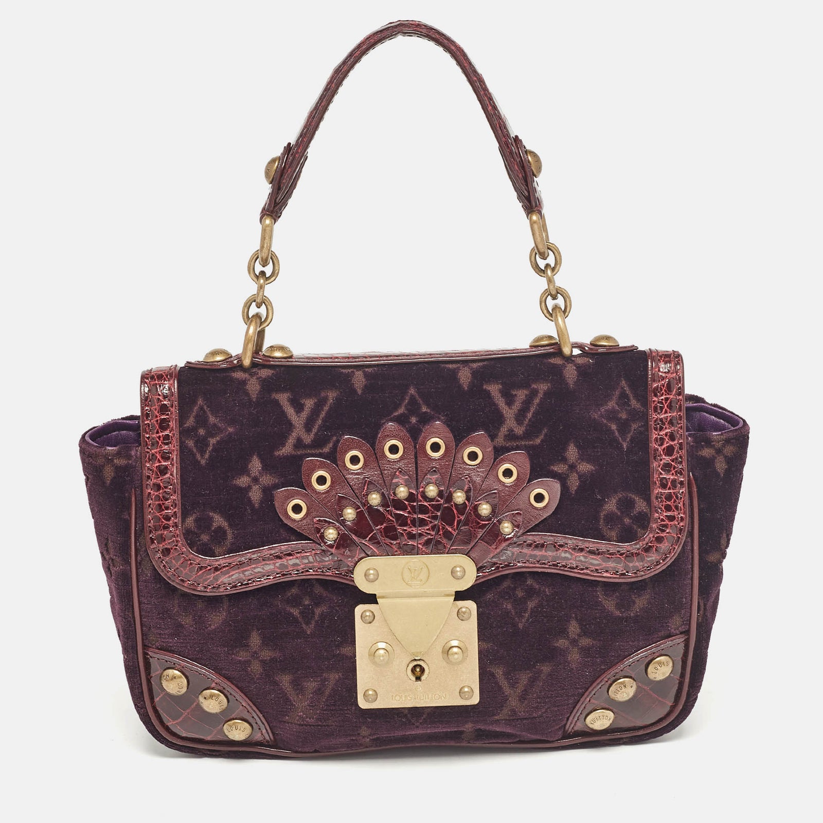 Louis Vuitton Sac Irvine en velours et alligator violet monogrammé