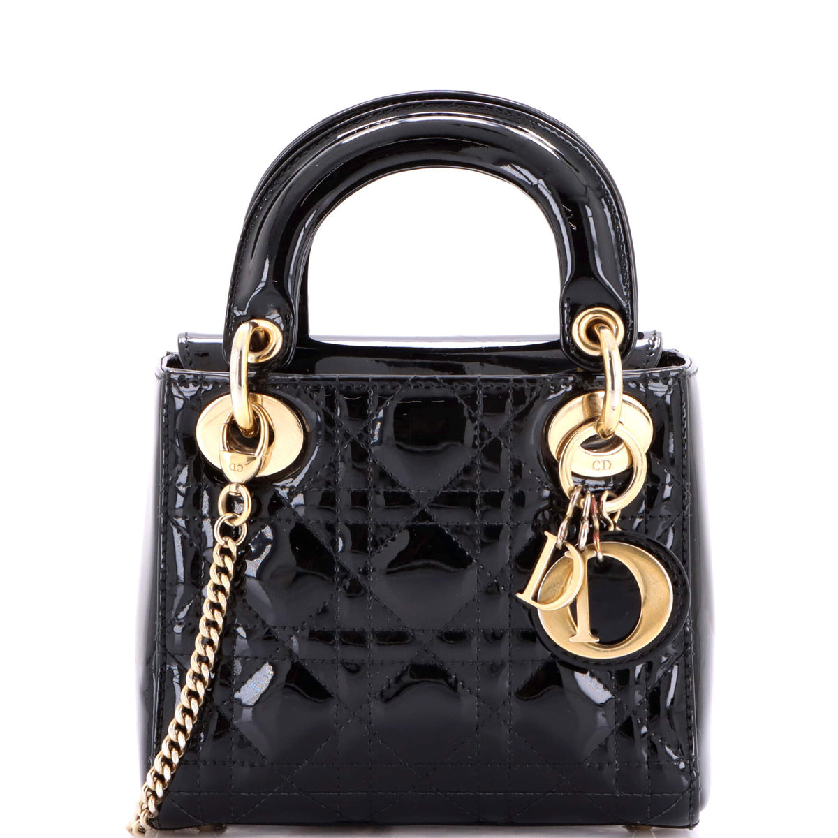 Christian Dior Lady Dior Chain Bag Cannage Quilt Patent Mini
