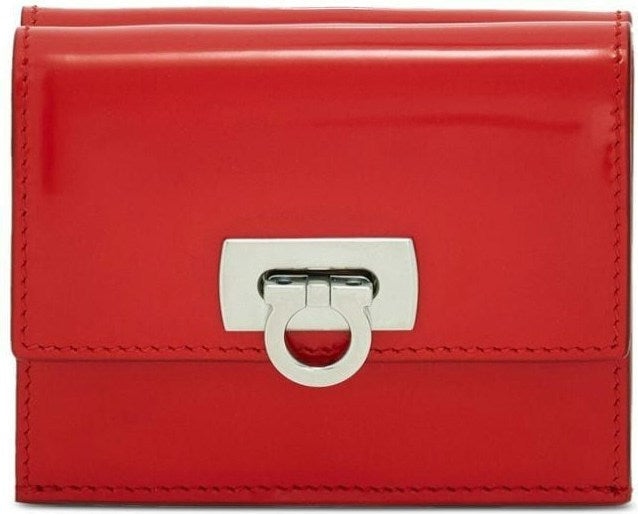 Ferragamo Women's Gancini Flip Lock Leather Wallet in Red | Size UNICA | 2204340760660