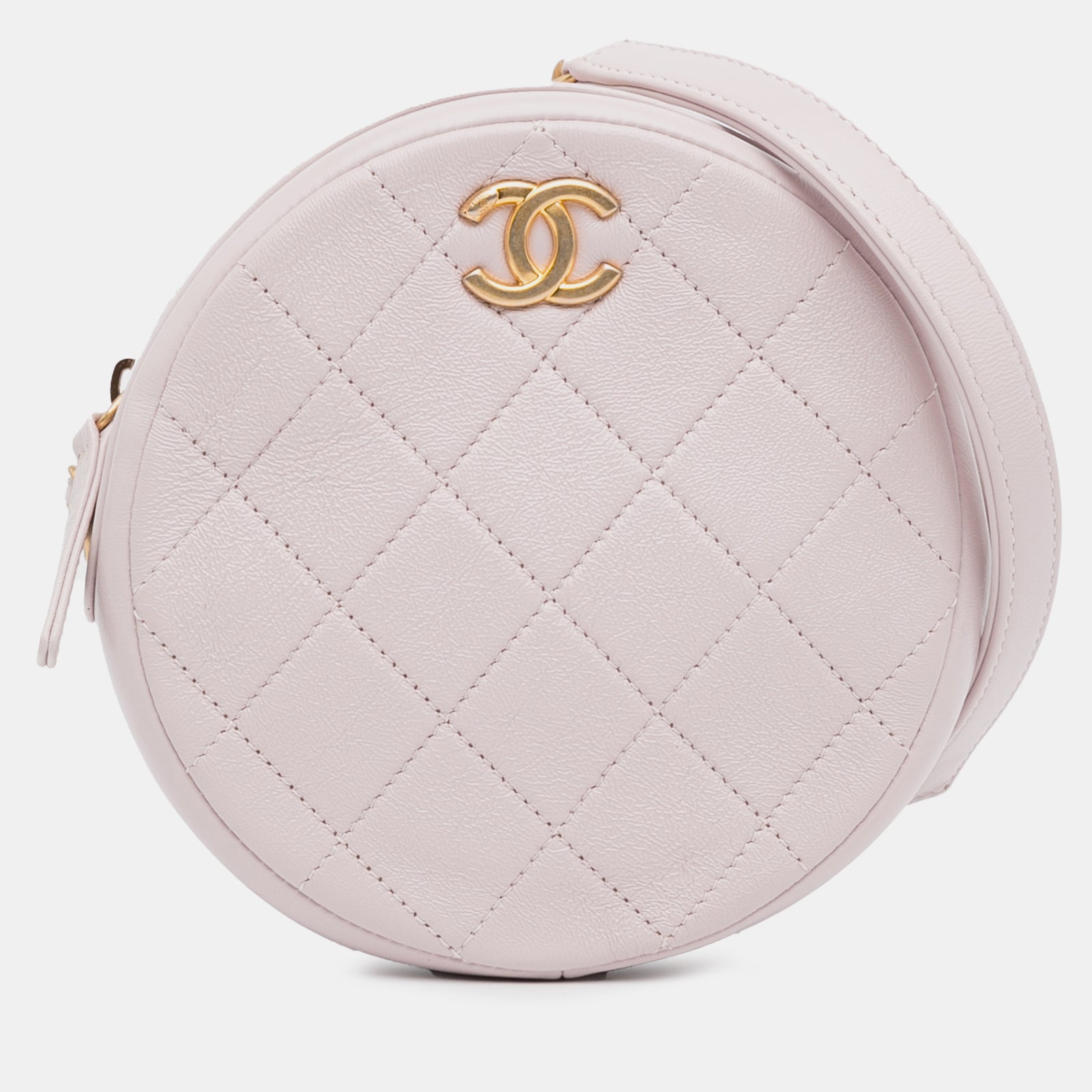 Chanel Quilted Patent Round Clutch with Chain