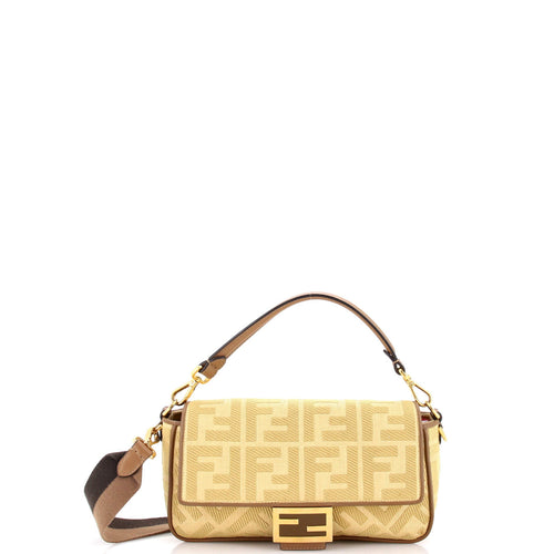 FENDI Baguette NM Bag Zucca Embroidered Canvas Medium
