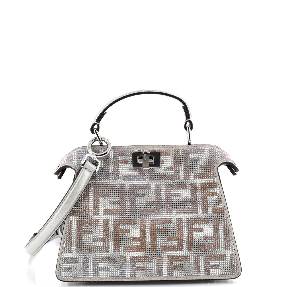 Fendi FENDI Peekaboo ISeeU Bag Zucca Crystal Embellished Suede Petite