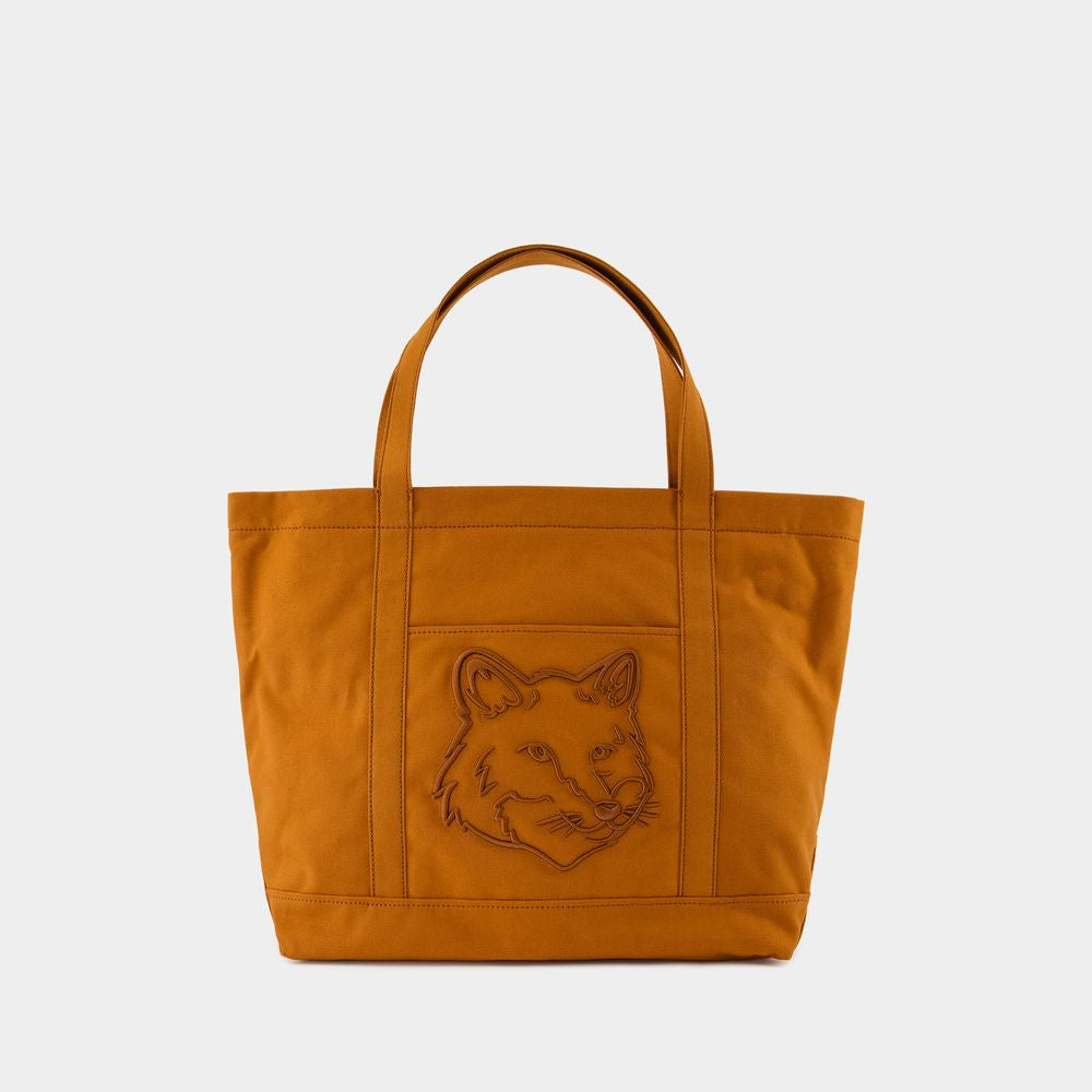Maison KitsunÃ© Women's Fox Head Large Shopper Bag in Brown | LW05104WW0107 Color P256