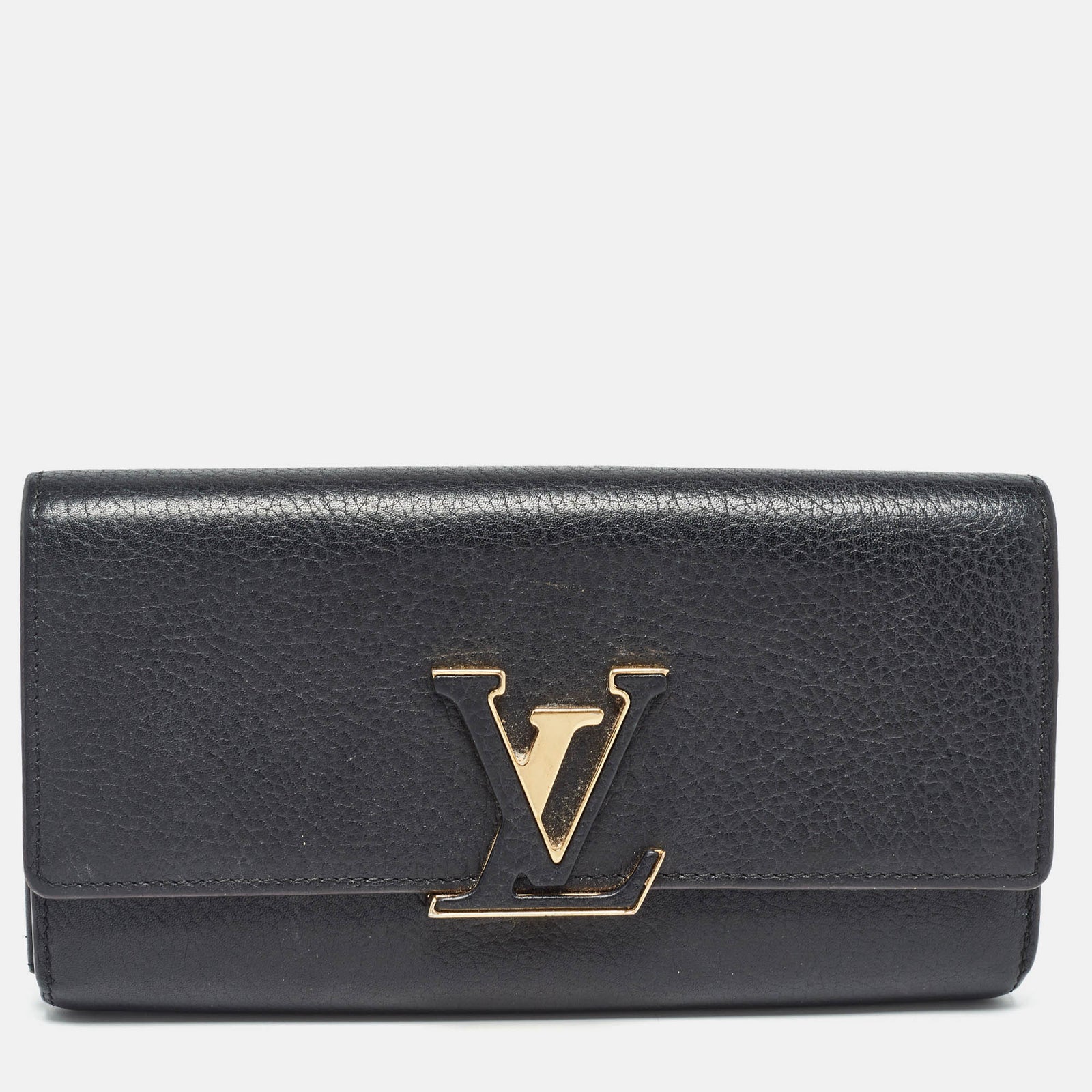 Louis Vuitton Portefeuille Capucines en cuir de taurillon noir