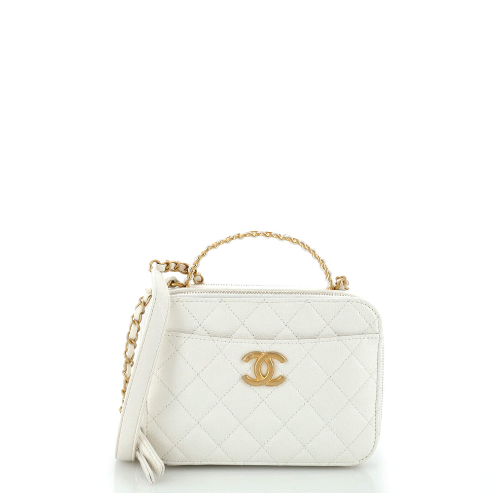 CHANEL Pick Me Up Logo Handle Vanity Case Quilted Caviar Small