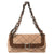 Beige/Brown Suede And Leather Buckle Flap Shoulder Bag