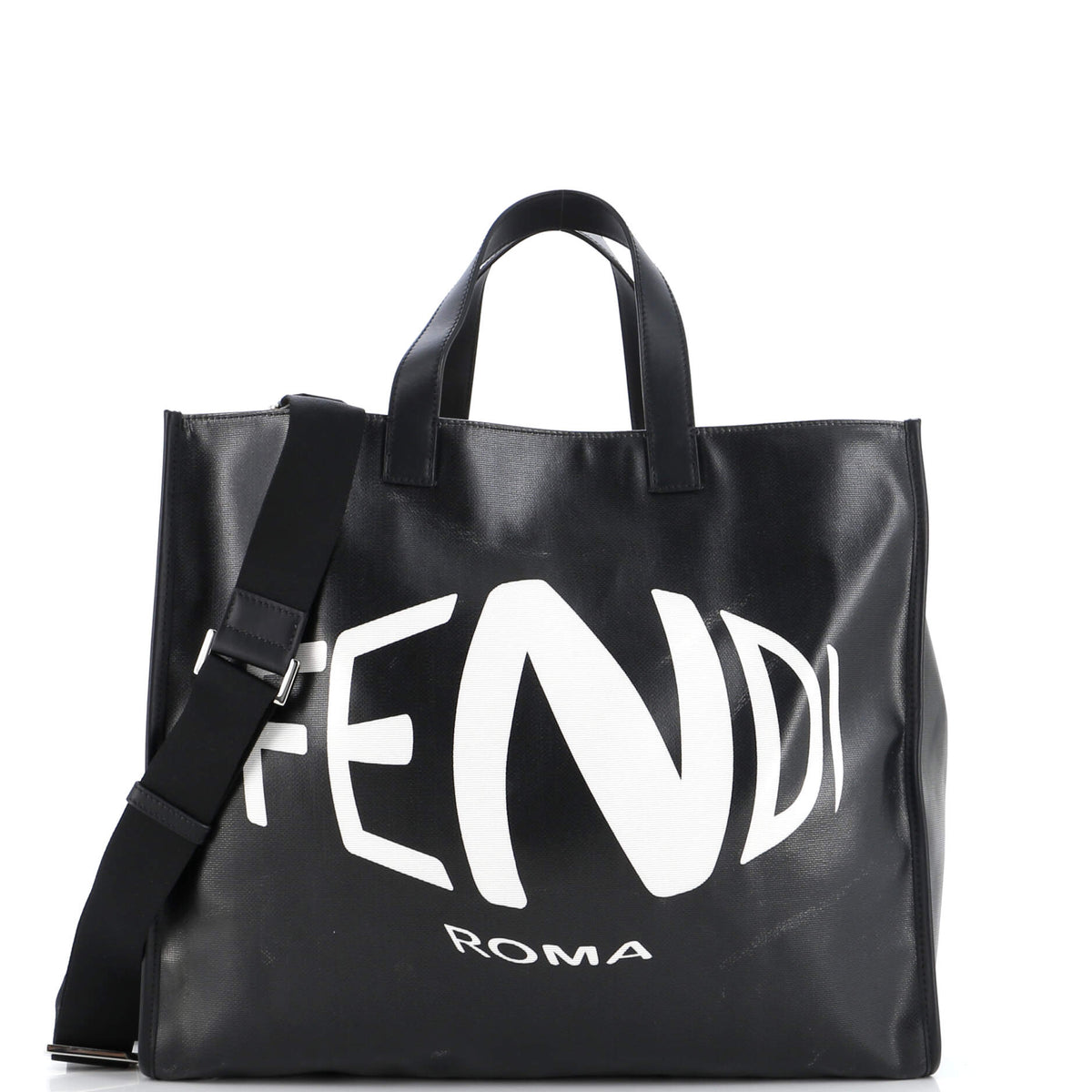 Fendi FENDI Logo Shopper Tote Vertigo Coated Canvas Large