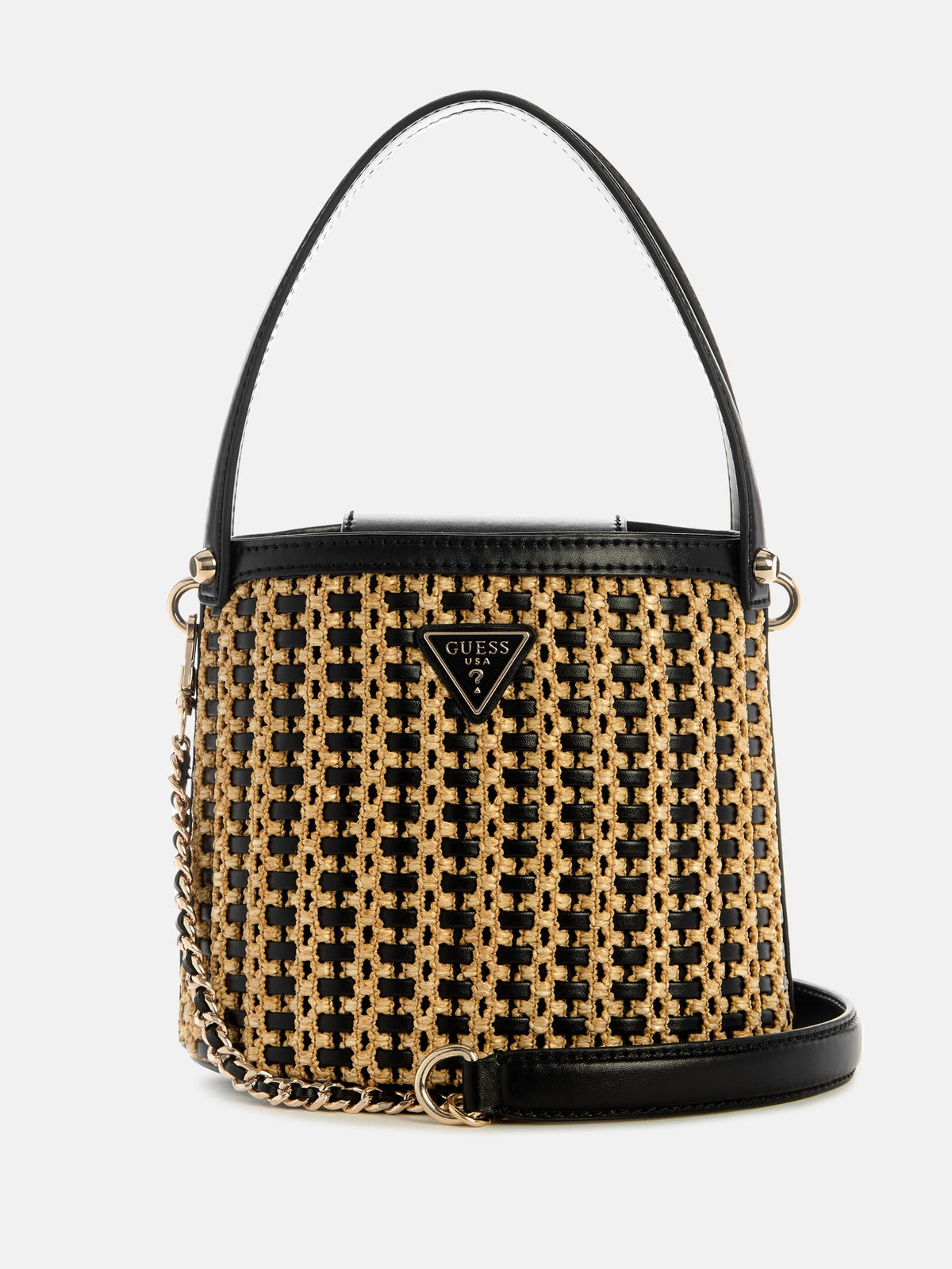 Guess Atalia Raffia Crossbody Bucket Bag