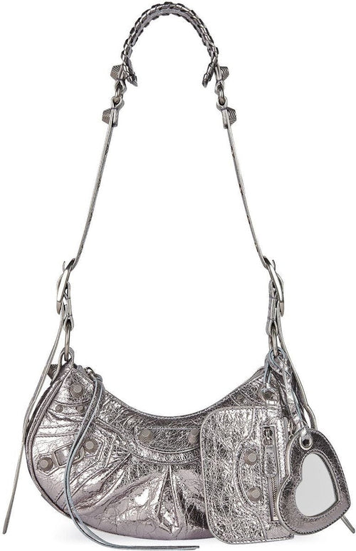 Women's Le Cagole Xs Shoulder Bag in Silver | 6713090GT3Y