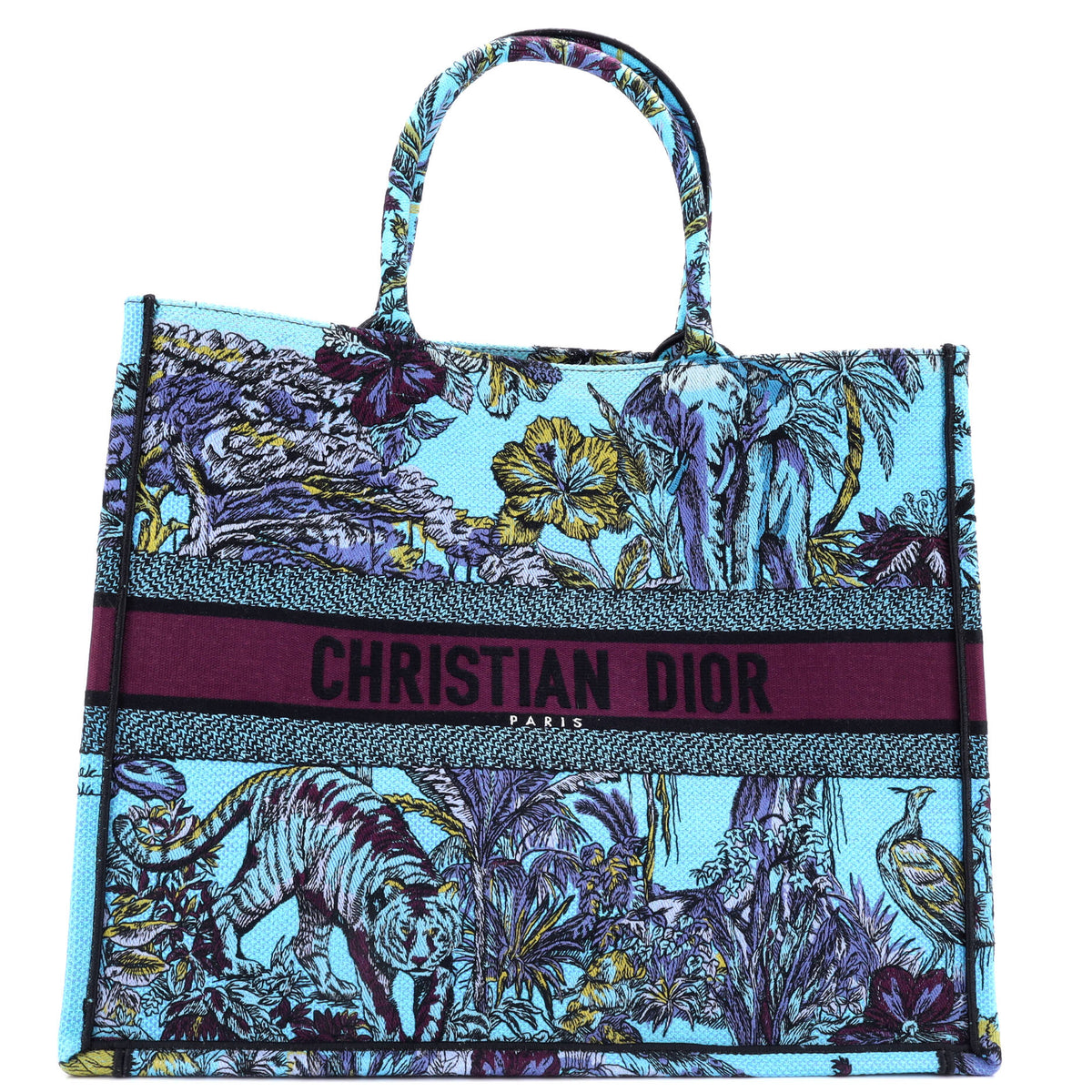 Christian Dior Book Tote Embroidered Canvas Large