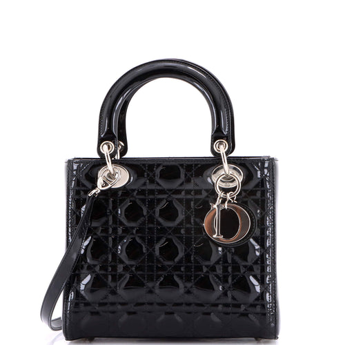 Lady Dior Bag Cannage Quilt Patent Medium